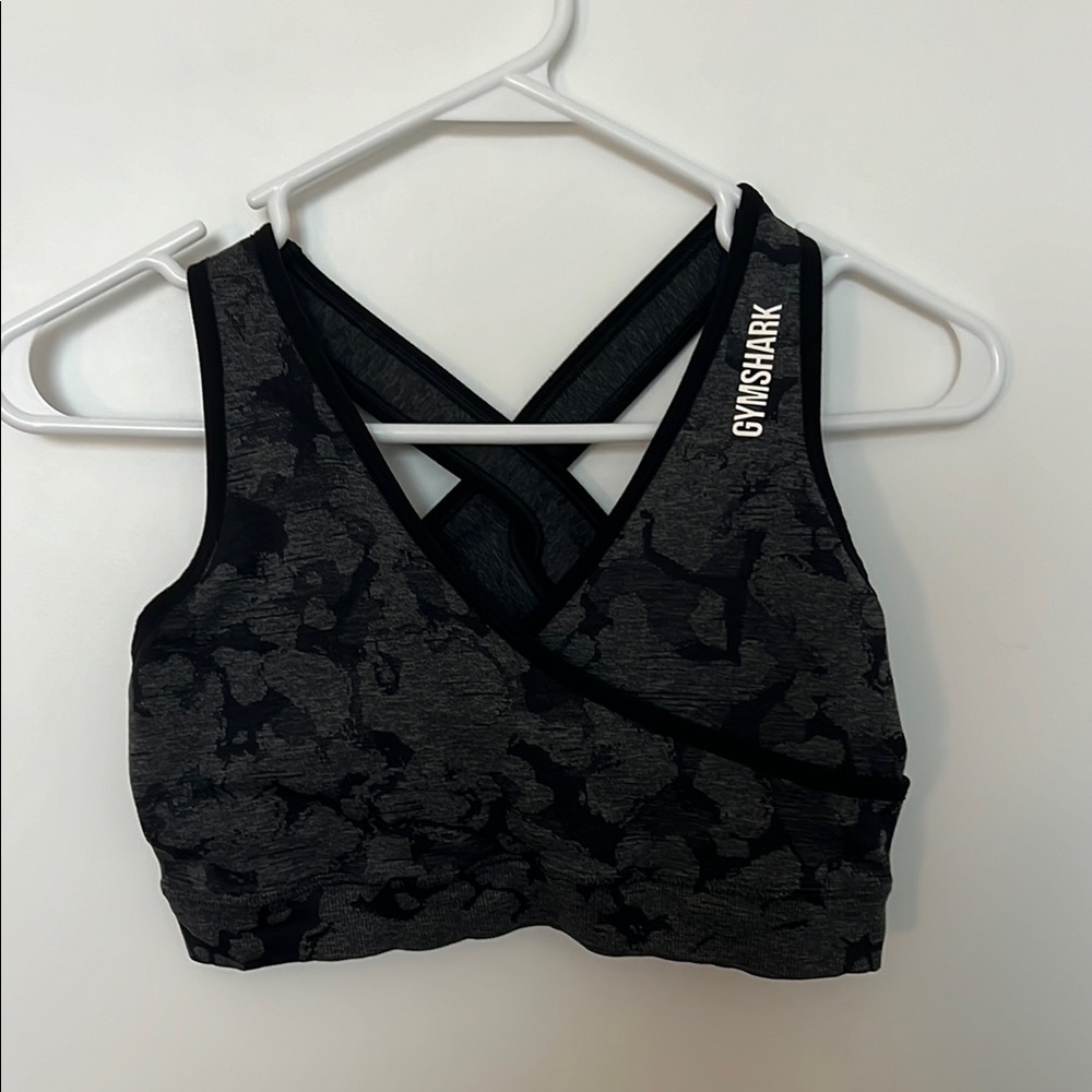 Gymshark Black Textured Sports Bra with Criss-Cross Straps